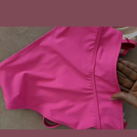 Solid and striped hot pink swimsuit xs - Picture 4 of 6